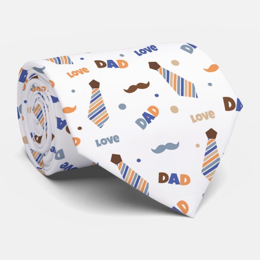 Cravate Motif des symboles de fête des pères (Roulé)