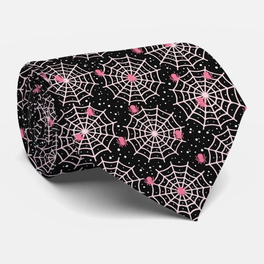 Cravate Motif des toiles d'Halloween et araignées (Roulé)