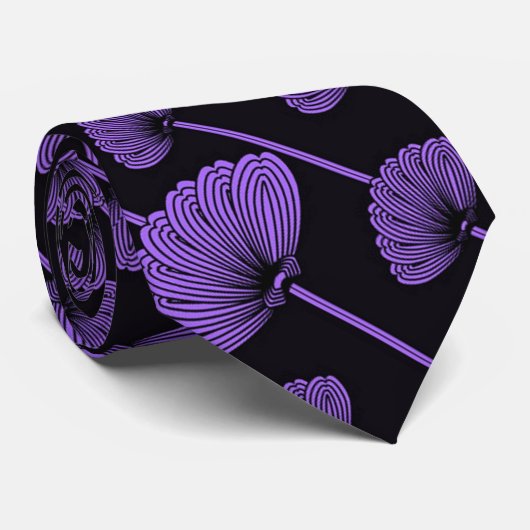 Cravate Motif des ventilateurs floraux pourpre (Roulé)