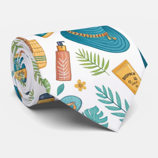 Cravate Motif d'essentiels de plage d'été (1) (Roulé)