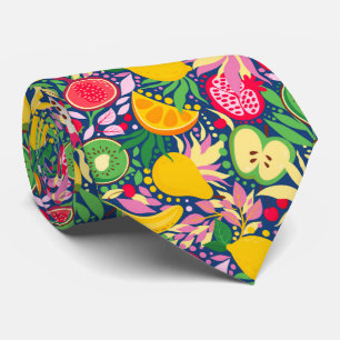 Cravate Motif d'été à l'aquarelle de fruits tropicaux