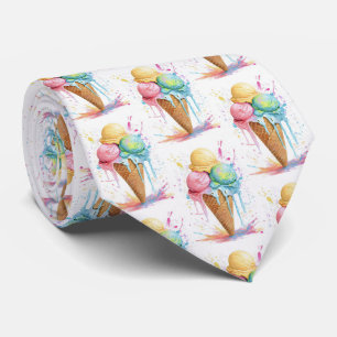 Cravate Motif d'été couleur crème glacée