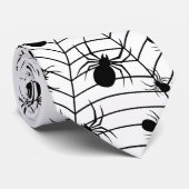Cravate Motif d'Halloween Black White araignées (Roulé)