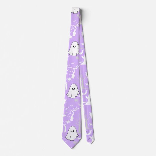 Cravate Motif d'Halloween. Éffrayant et mignon.b L Violet (Devant)