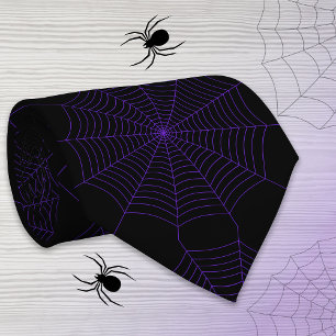 Cravate Motif d'Halloween violet noir