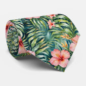 Cravate Motif d'Hibiscus de Floride  (Roulé)