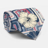 Cravate Motif d'Hibiscus Tropical Côtier (10) (Roulé)