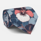 Cravate Motif d'Hibiscus Tropical Côtier (14) (Roulé)