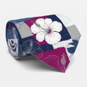 Cravate Motif d'Hibiscus Tropical Côtier (5) (Roulé)