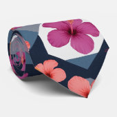 Cravate Motif d'Hibiscus Tropical Côtier (8) (Roulé)