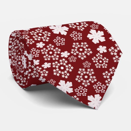 Cravate Motif d'hiver Red and White Star et Snowflake (Roulé)