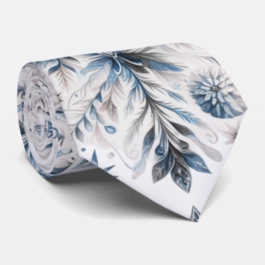 Cravate Motif d'hiver Retro Snowflake (Roulé)