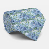 Cravate motif d'Hortensia bleu (Roulé)