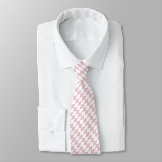 Cravate Motif diagonal de Lozenge rose et blanc (Attaché)