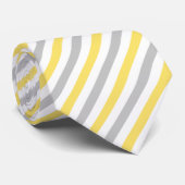 Cravate Motif diagonal gris et jaune de rayures (Roulé)