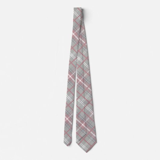 Cravate Motif diagonal rayé rose gris fusain (Dos)