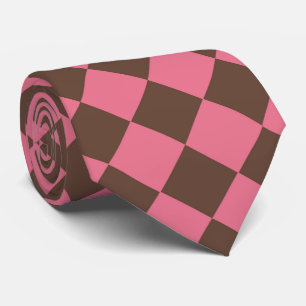Cravate Motif diamant à carreaux rose marron