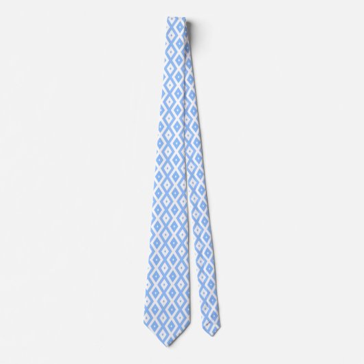 Cravate Motif diamant bleu et blanc (Devant)