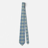 Cravate Motif Diamant bleu et or (Devant)