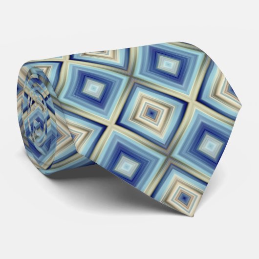 Cravate Motif Diamant bleu et or (Roulé)