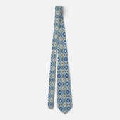 Cravate Motif Diamant bleu et or (Dos)