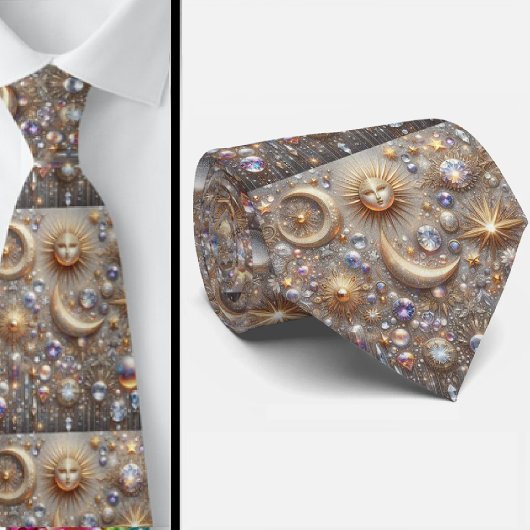 Cravate Motif Diamant Céleste