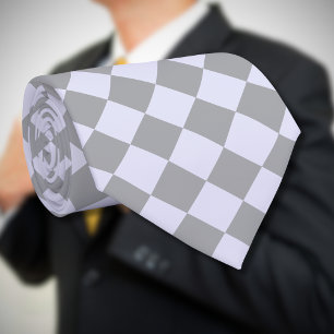 Cravate Motif diamant en gris et lavande