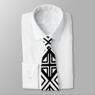 Cravate Motif diamant géométrique noir et blanc