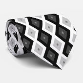 Cravate Motif diamant noir, blanc et gris (Roulé)