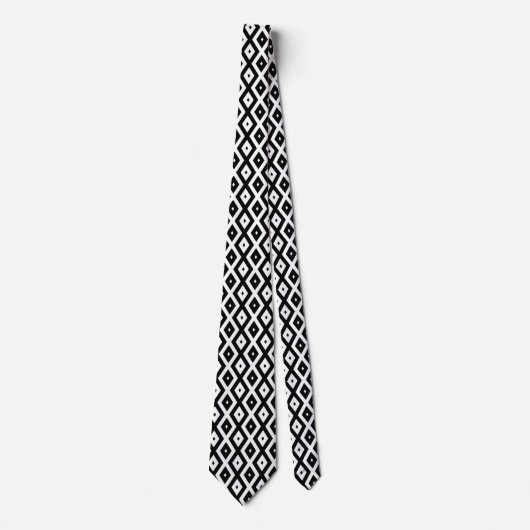 Cravate Motif diamant noir et blanc (Devant)