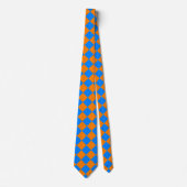 Cravate Motif diamant Orange Blue Checker (Devant)