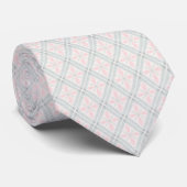 Cravate Motif diamant pastel vert et rose (Roulé)
