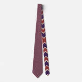 Cravate Motif diamant rayé rouge blanc et violet (Devant)