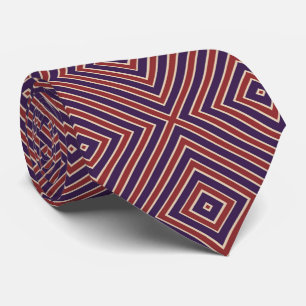Cravate Motif diamant rayé rouge blanc et violet