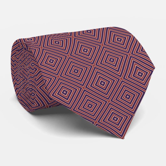 Cravate Motif diamant rayé rouge blanc et violet (Roulé)