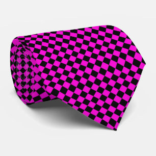 Cravate Motif diamant rose noir Checker