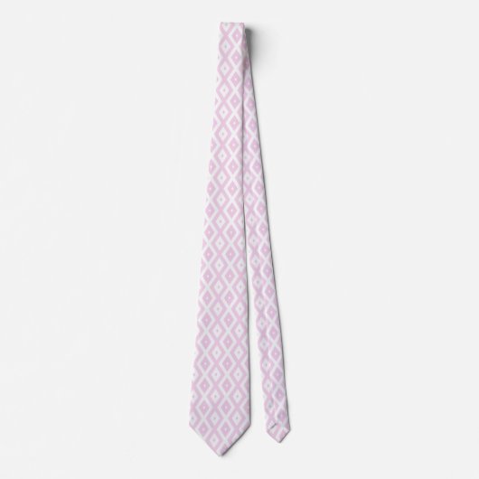 Cravate Motif diamant rose pâle et blanc (Devant)