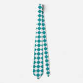 Cravate Motif diamant turquoise blanc Checker (Devant)