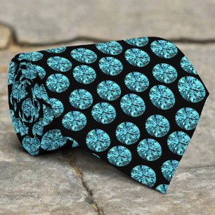 Cravate Motif Diamant Turquoise Pailleté Brillante Élégant