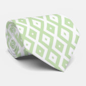 Cravate Motif diamant vert pâle et blanc (Roulé)