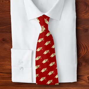 Cravate Motif d'icône de casquette en feuille d'or rouge d