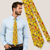 Cravate Motif d'icônes de restauration rapide couleur