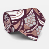 Cravate Motif d'illustrations florales de Bourgogne rose (Roulé)