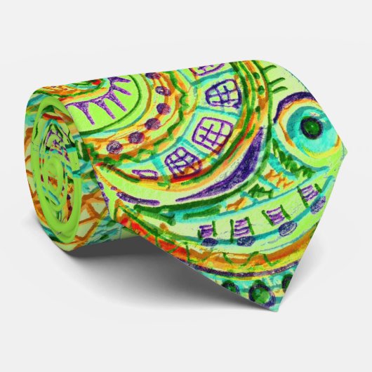 Cravate Motif d'Imaginaire d'art populaire (Roulé)