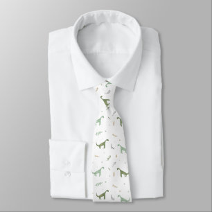 Cravate Motif Dinosaure Vert