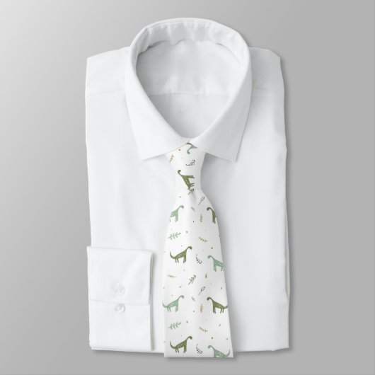 Cravate Motif Dinosaure Vert (Attaché)