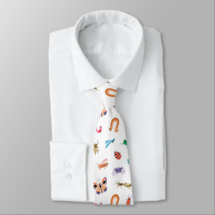 Cravate Motif d'insectes coloré mignon