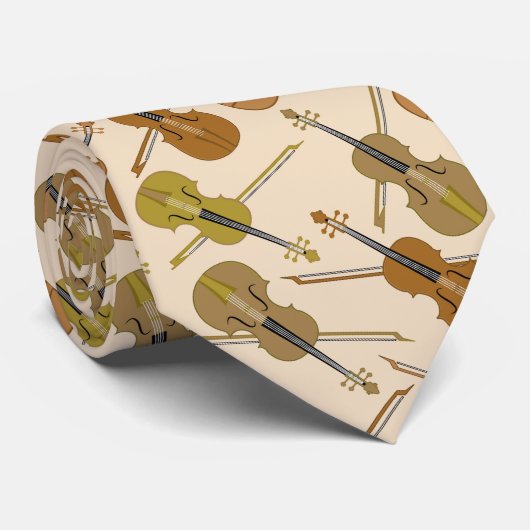 Cravate Motif d'instruments de musique de violoncelles (Roulé)