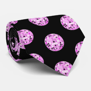 Cravate Motif Disco Ball Rose moderne violet noir