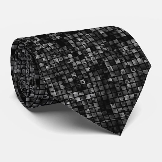 Cravate Motif disco classique noir blanc (Roulé)